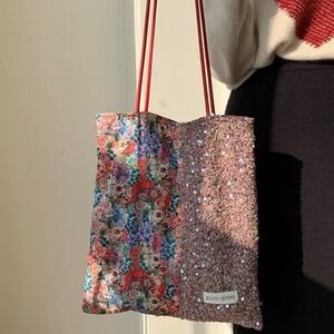 Pink Floral Sequin Tote Bag in Liberty of London fabric